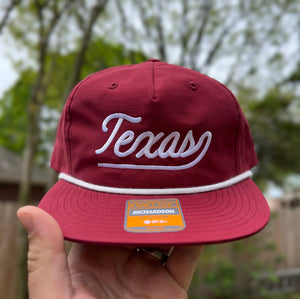 Whoop! Texas Maroon Script Rope Hat